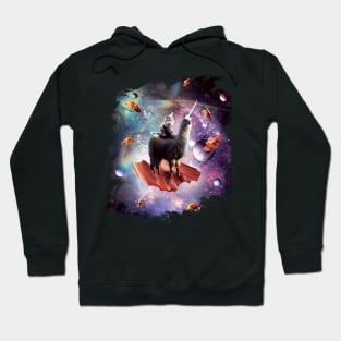 Space Cat Riding Llama Unicorn - Bacon & Taco Hoodie